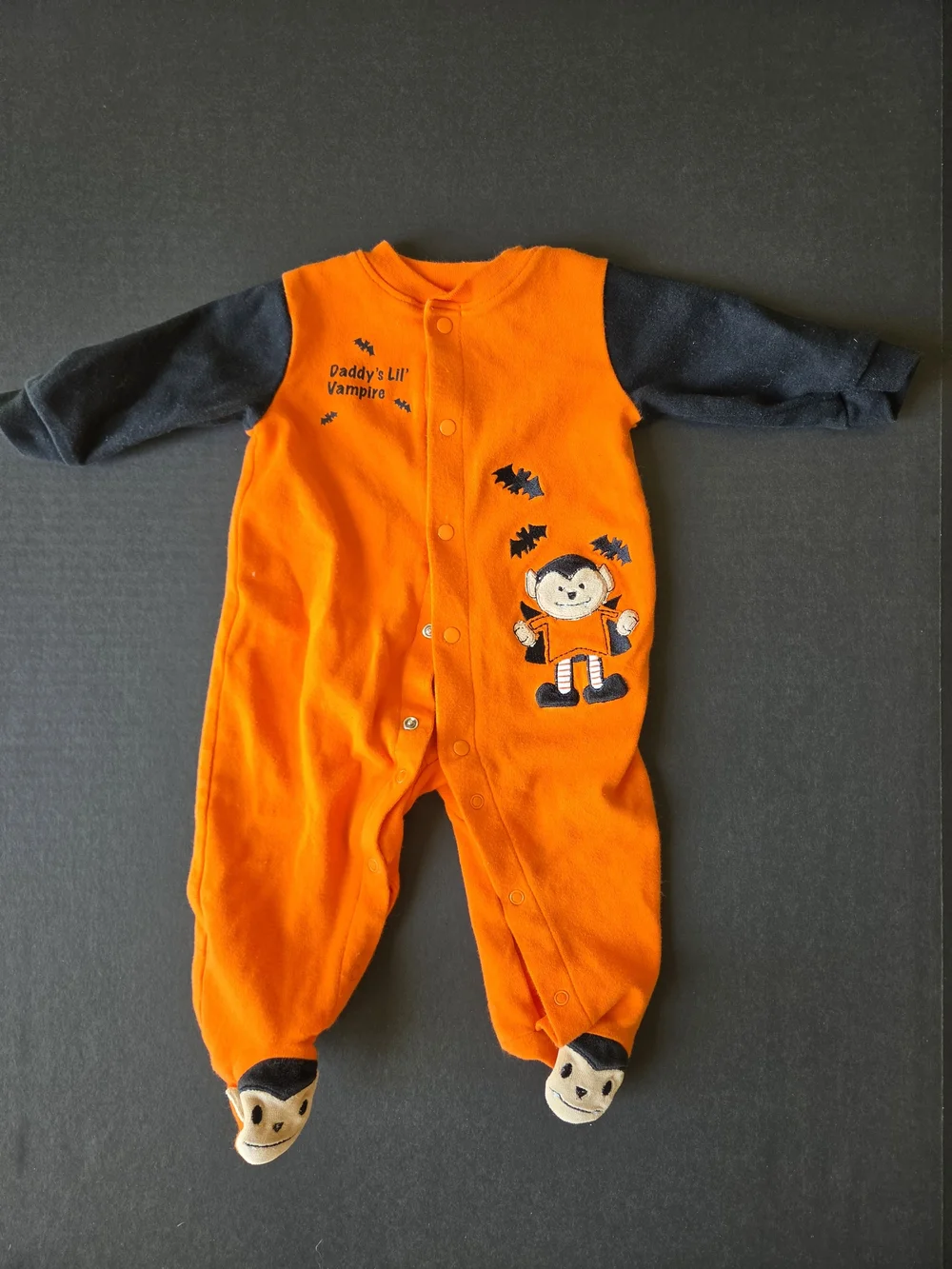 Carter's Baby Halloween Fleece Footed Sleeper 3-6 Months Orange Black Vampire